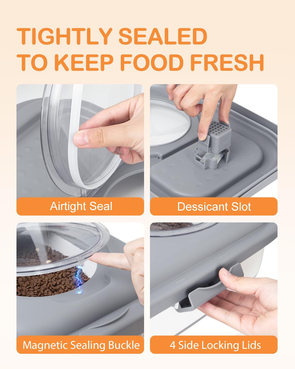 10-13 Lbs Dog Food Stroage Container, Collapsible Dog Food Containers with Airtight Lid, Pet Food Scoop, Pet Food Storage Container Dry Food for Dog, Cat and Other Pets