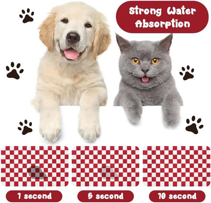 Dog Food Mats for Floors Waterproof, Pet Water Bowl Mats Pet Feeding Absorbent Placemats Plaid 12 * 20 inch