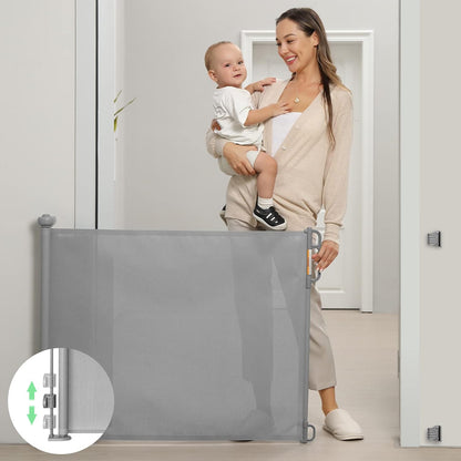 Momcozy Retractable Baby Gate, Mesh Baby Gate or Mesh Dog Gate, 33" Tall,Extends up to 71" Wide, Child Safety Gate for Doorways, Stairs, Hallways, Indoor/Outdoor