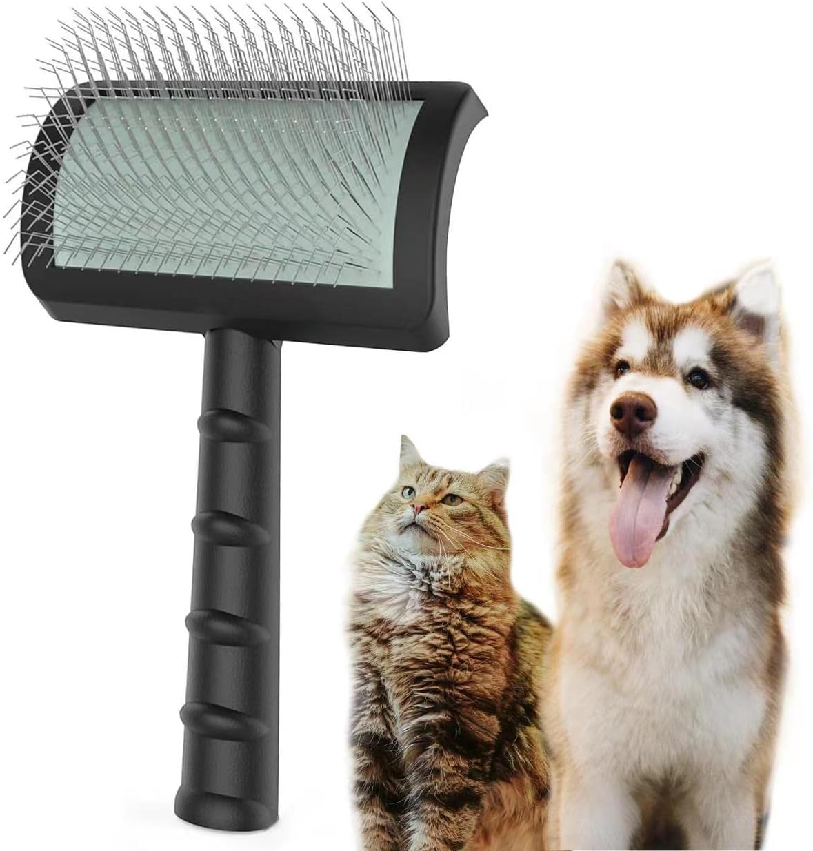 Large Slicker Brush for Dogs,Cats,Extra Long Pin Shedding Brush for Long Haired Dog,Cat, Pet Grooming for Thick Undercoat Curly Hair,25mm(1"),Green