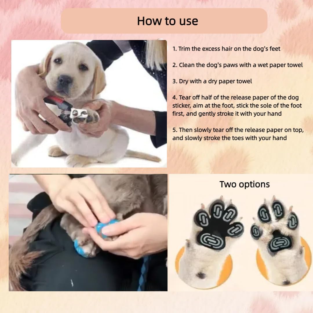 24pcs Paw Pads for Dogs Traction – Self Adhesive Paw Grips for Senior Dogs, Anti-Slip Disposable Paw Protector Pads for Hardwood Floors, Comfortable & Secure Fit (Black, XL)