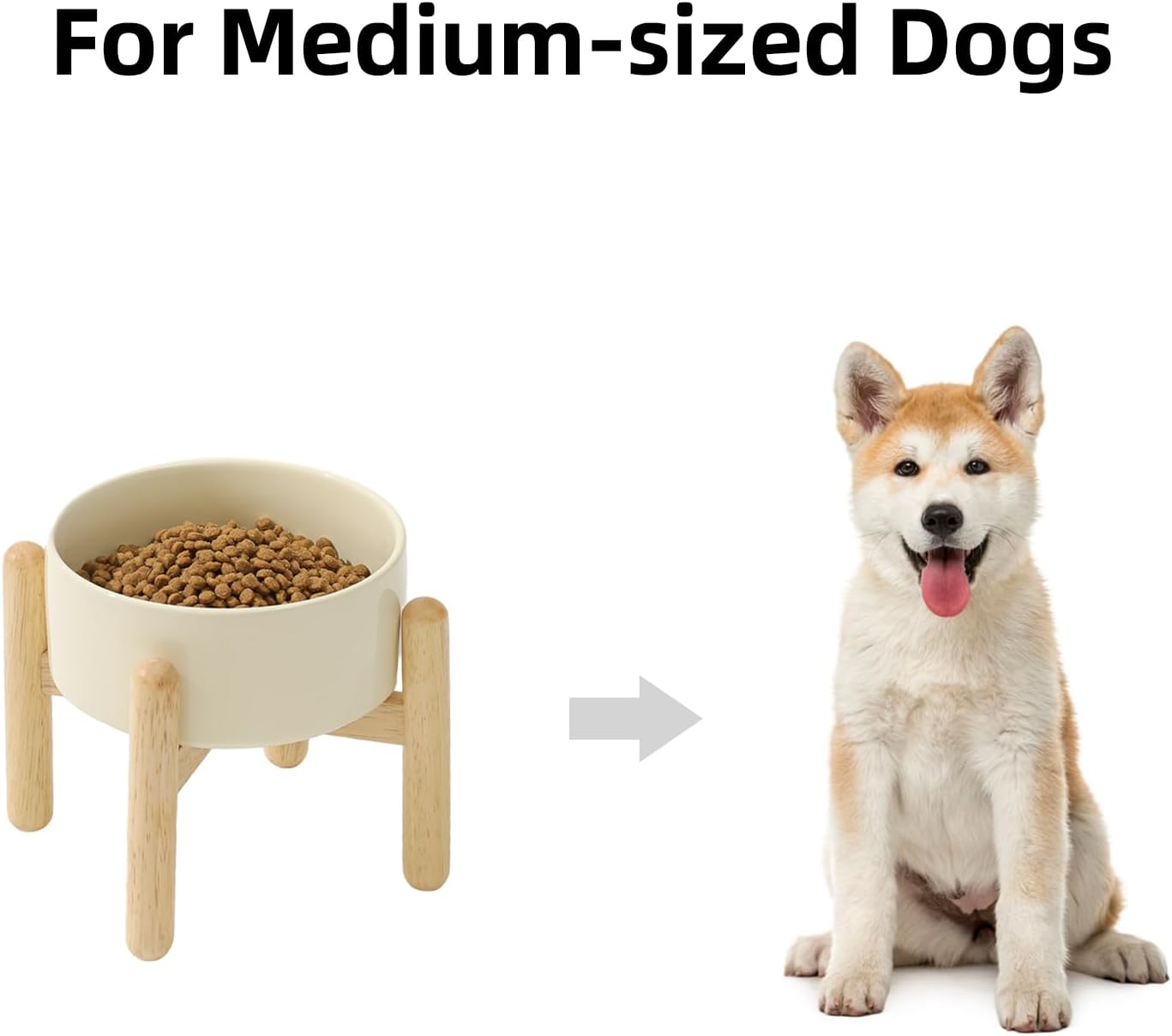Havniva 8.3inch Ceramic Raised Dog Bowl with Stand, Elevated Dog Bowls for Large Breed Dog Food and Water Bowl Non-Slip Dog Dish Large Capacity Feeding Pet Water Bowl