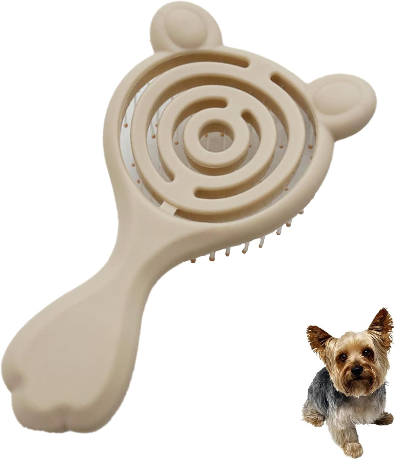Cat-Ear Design Puppy Brush, Gentle Soft-Bristle Small Dogs Plastic Detangling Grooming Tool, Fit for Yorkie Shih Tzu Maltese Maltipoo (Light Pink)