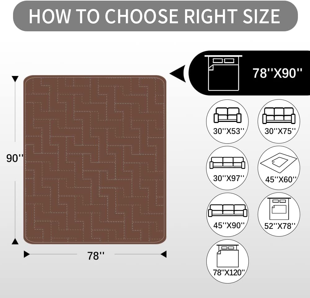 fuguitex Waterproof Dog Bed Cover Couch Cover, Anti-Slip Cat Mat Pet Pad Blanket for Sofa Chair Recliner Furniture Protrctor
