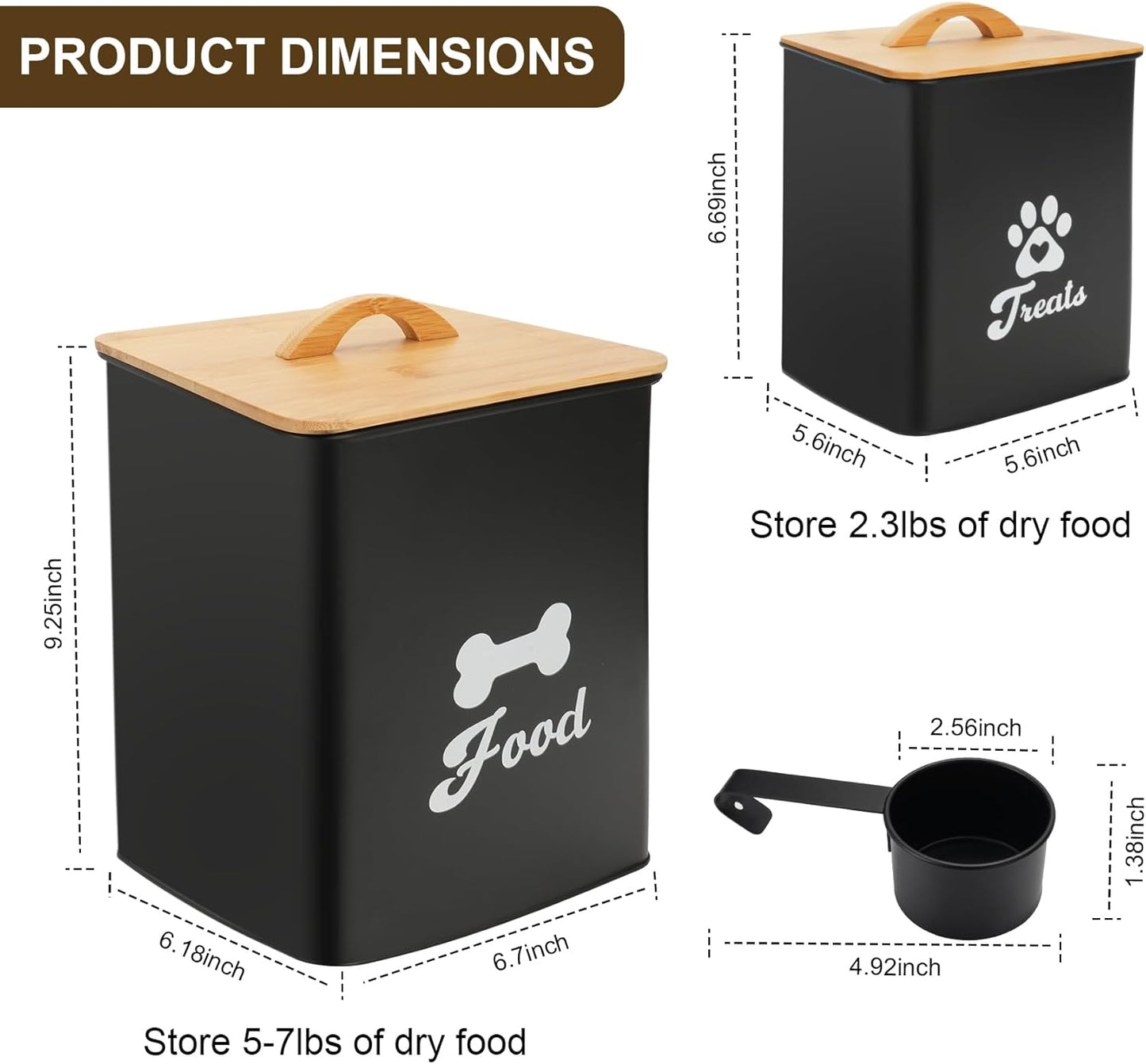 Dog Treat Container 2PCS, Dog Food Storage Container with Lids Airtight, Dog Treat Jars for Kitchen Counter-7+3Lbs, Small Dog Cookie Jar for Storage, (Upgraded) White