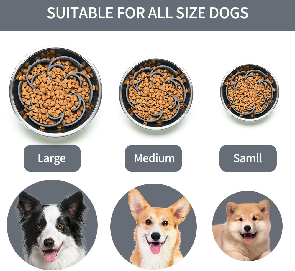 Slow Feeder Dog Bowls Insert,Third Generation upgradedSuper Firm Eating Bowl（Cuttable） for Large Breed and Medium Small Size Compatible with Regular Elevated Metal Glass Dog Bowl (Green)