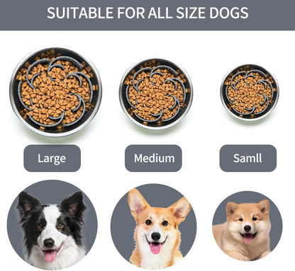 Slow Feeder Dog Bowls Insert,Third Generation upgradedSuper Firm Eating Bowl（Cuttable） for Large Breed and Medium Small Size Compatible with Regular Elevated Metal Glass Dog Bowl (Green)