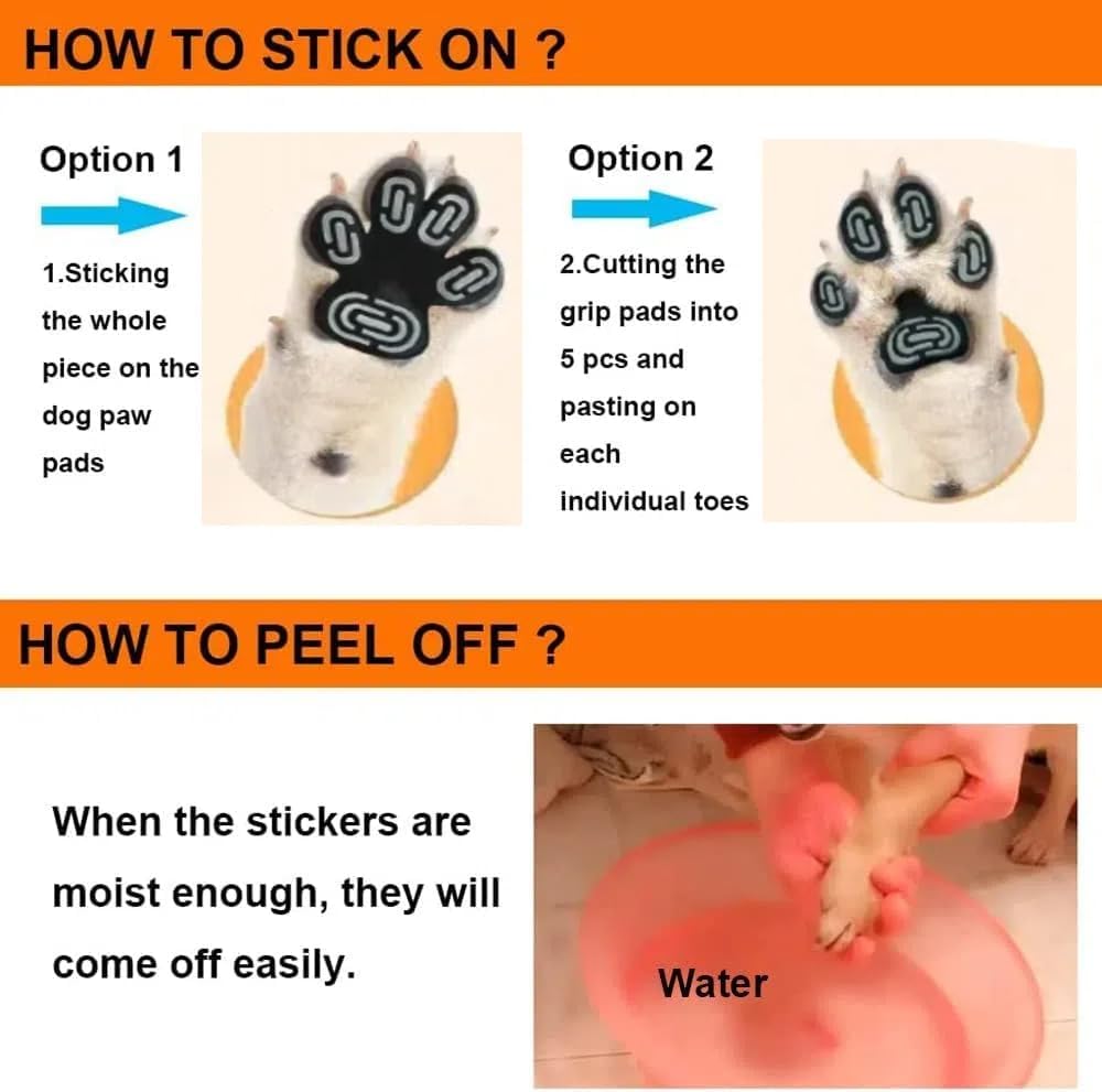 24pcs Paw Pads for Dogs Traction – Self Adhesive Paw Grips for Senior Dogs, Anti-Slip Disposable Paw Protector Pads for Hardwood Floors, Comfortable & Secure Fit (Black, XL)