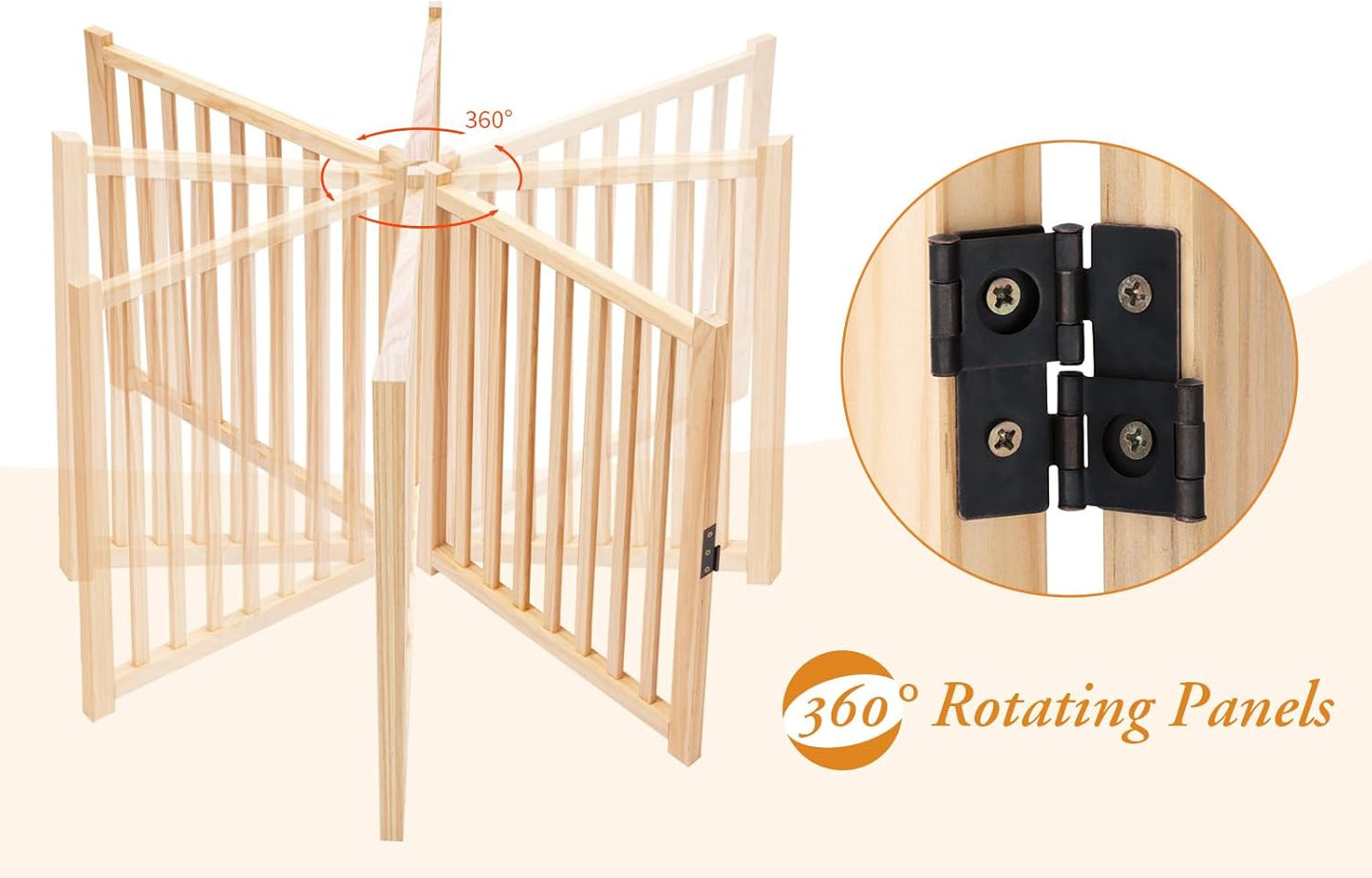 YOCAN Non-Painted Wood FreeStanding Pet Gate for Dogs,Wooden Dog Gates for Doorways, Stairs,The House, Dog Fences Indoor Puppy Gate-2 Panel H:23”