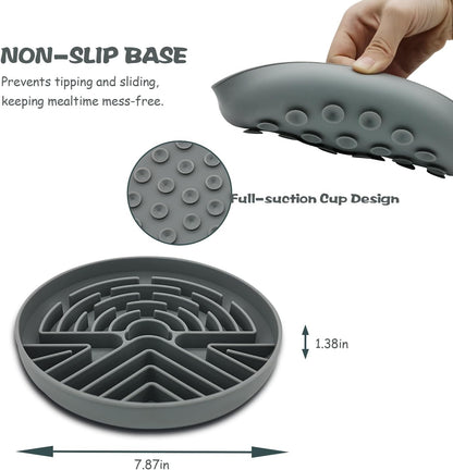 Lesipee Slow Feeder Dog Bowl for Large & Small Pets, Anti Choking Puzzle Dog Food Lick Mat with Non-Slip Base, Interactive Pet Slow Eating, Silicone Licking Mat Cat Feeding Bowl for Puppies & Cats