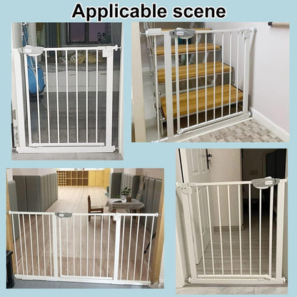 WAOWAO Triple Lock 49.21-66.54" Baby Gate Extra Wide Pressure Mounted Walk Through Swing Auto Close Safety Black Metal Dog Pet Puppy for Stairs,Doorways,Kitchen