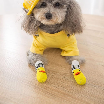 4 Pairs Dog Socks for Small Dogs, Anti Slip Dog Socks, Dog Grip Socks, Soft Pet Puppy Doggie Socks to Prevent Licking, Non Slip Paw Protection for Hardwood Floors Indoor Outdoor (S)
