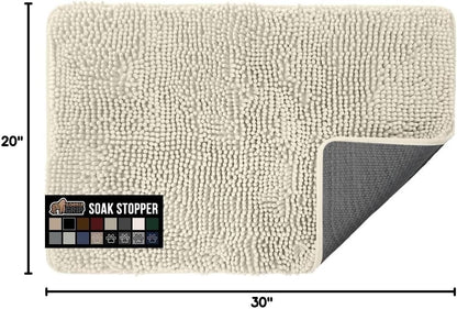 GORILLA GRIP SoakSTOPPER Dog Door Mat, 30x20 Machine Washable Rug Absorbent Doormat Captures Moisture Mud Dirt, Quick Dry Soft Chenille Entryway Rugs Indoor Entrance Mats for Dog Paws, Paw Grey