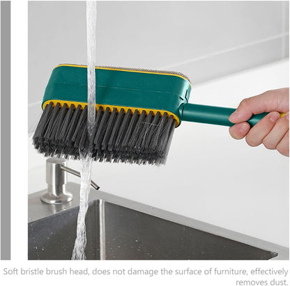 MAGICLULU Multi-use 3-in-1 Pet Hair Removal Broom with Long Handle and Soft Bristles, Electrostatic Dusting Brush for Household Cleaning and Bed Dusting, 1pcs Green and Gray Handheld