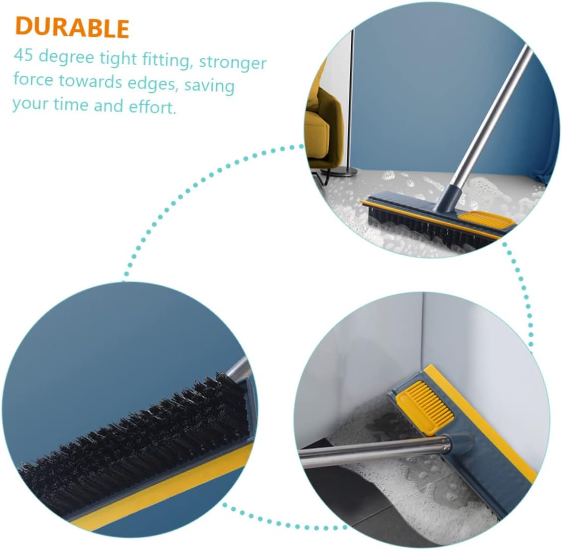 PartyKindom Household Push Broom Pet Hair Broom for Carpet Cleaning Angle Scrub Brush Telescopic Tube