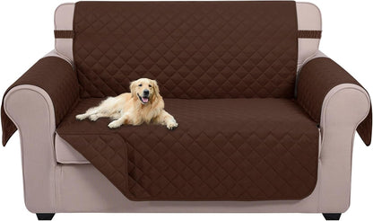 U-NICE HOME Reversible Sofa Cover Washable Couch Cover for Dogs Friendly with Elastic Straps Water Repellent Furniture Protector for 3 Cushion Couch (Sofa, Coffee/Beige) - Colors A