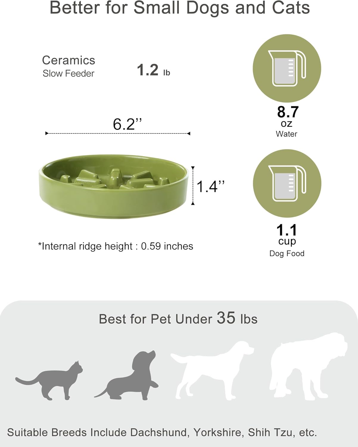 Ceramic Slow Feeder Dog Bowl, Maze Puzzle Non-Slip Silicone Base Stoneware Bowl for Small Medium Dogs, Heavy Duty Anti-Bloat Dog Food Bowl Dishwasher Safe – Apricot, Medium
