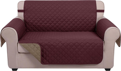 U-NICE HOME Reversible Sofa Cover Washable Couch Cover for Dogs Friendly with Elastic Straps Water Repellent Furniture Protector for 3 Cushion Couch (Sofa, Coffee/Beige) - Colors B