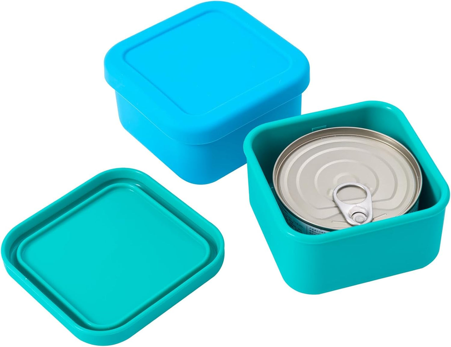 SLSON Cat Can Cover 5.5 oz Canned Food Storage Container, 2Pack Silicone Can Sealer with Airtight Lids Compatible with 5.5oz Friskies & 3.5oz Cesar Pet Cans for Fridge to Keep Fresh (Beige and Grey)