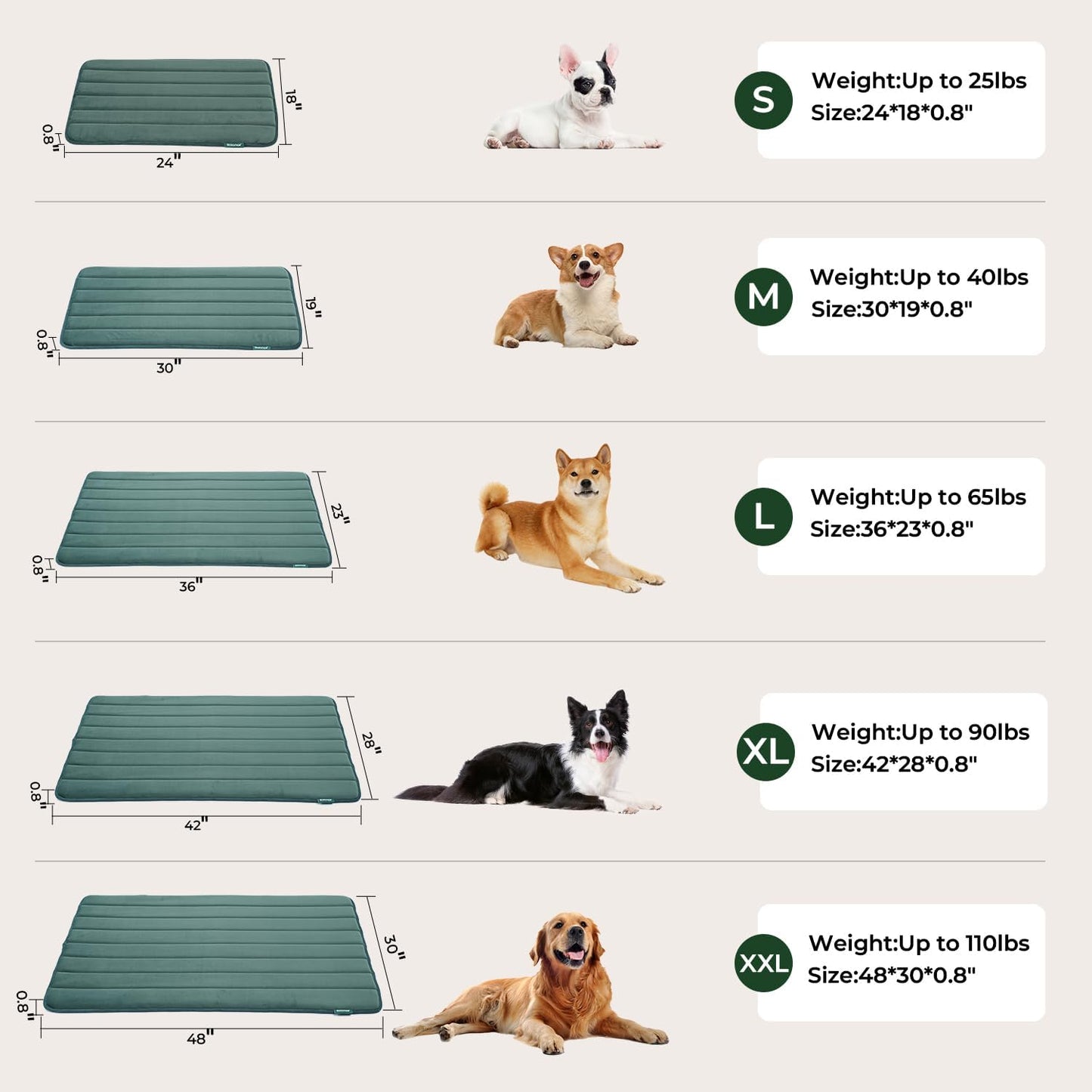 BALANCE Dog Crate Pad, Dog Foam Crate Mat Kennel Pad, Washable Water-Resistant Pet Bed Flat Dogs Cage Mat for Small Dogs