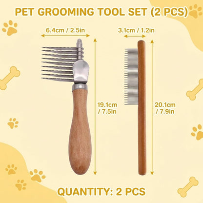 2Pcs Dematting Comb for Dogs, Dematting Tool for Dogs and Cats, Easily Removal for Pet Hair