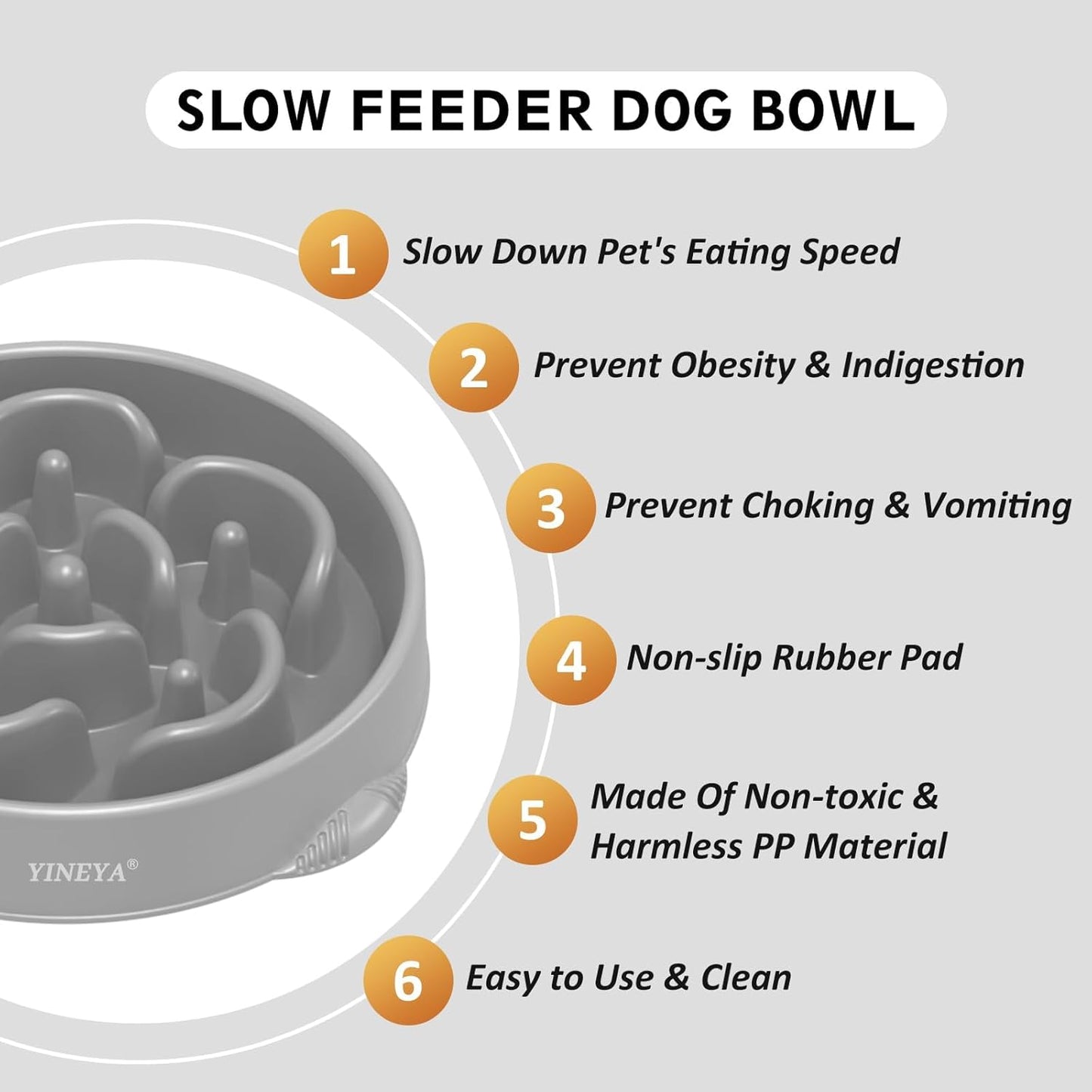 YINEYA Slow Feeder Dog Bowls, Pet Supplies that Slow Down Eating, Pet Food Bowls, Maze Dog Puzzle Feeder for Medium Breed