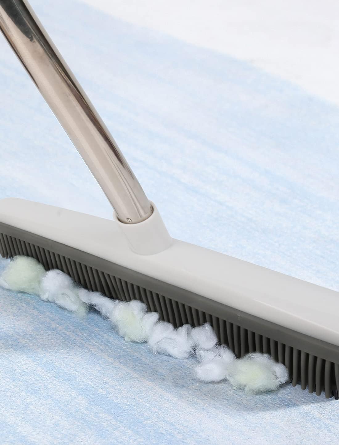 Pet Hair Rubber Broom with Squeegee for Carpet,Fur Remover Broom Carpet Rake for Pet Hair Removal, with 50" Long Handle, Dual-Sided for Hardwood Floor, Tile,Portable Detailing Lint Brush