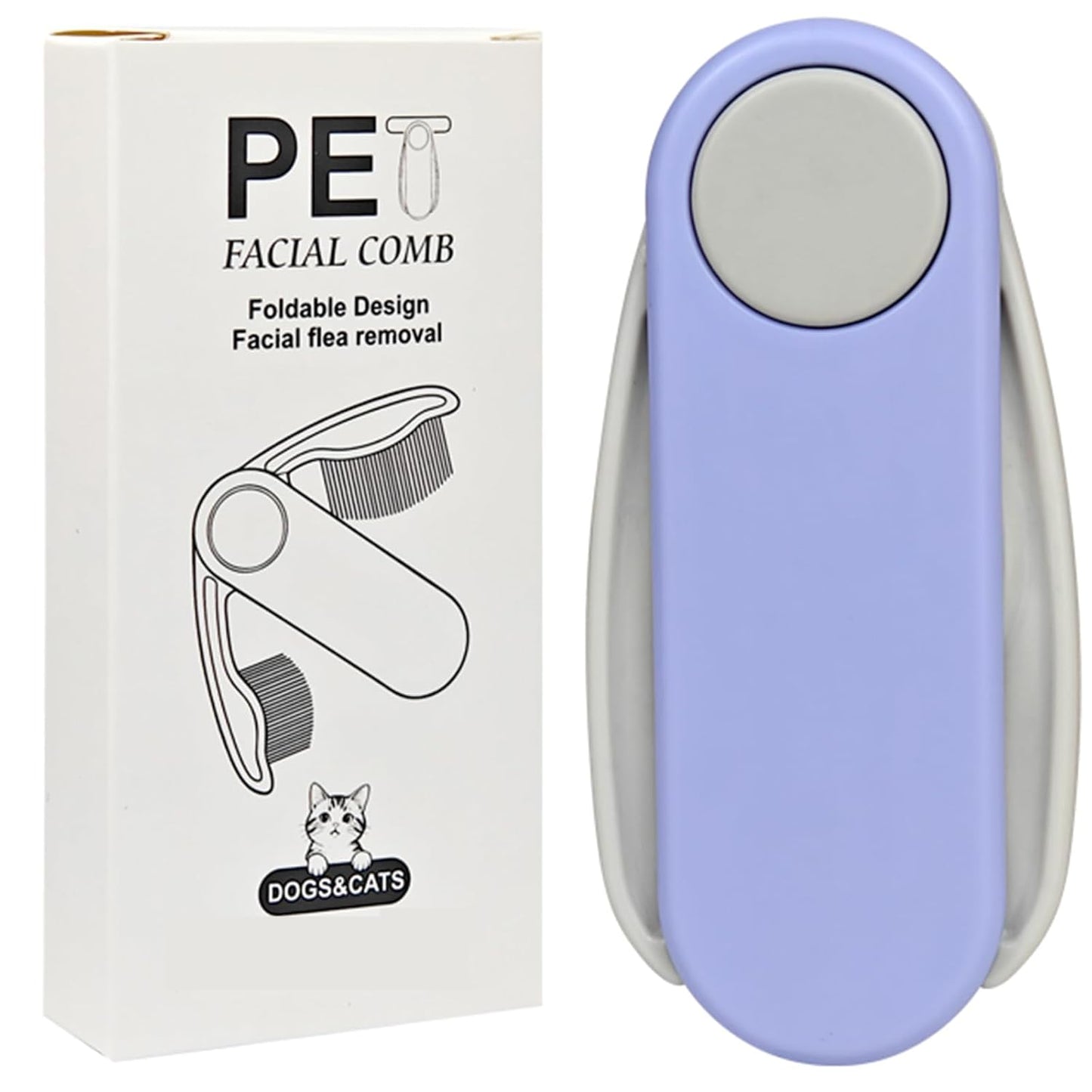 Foldable Dual-Head Tear Stain Remover Eye Comb for Small Dogs Cats Hamsters Grooming Tool, Fit Yorkie, Shih Tzu, Maltese, Poodle, Cockapoo ， Puppy Essentials, Flea Brush (Yellow)