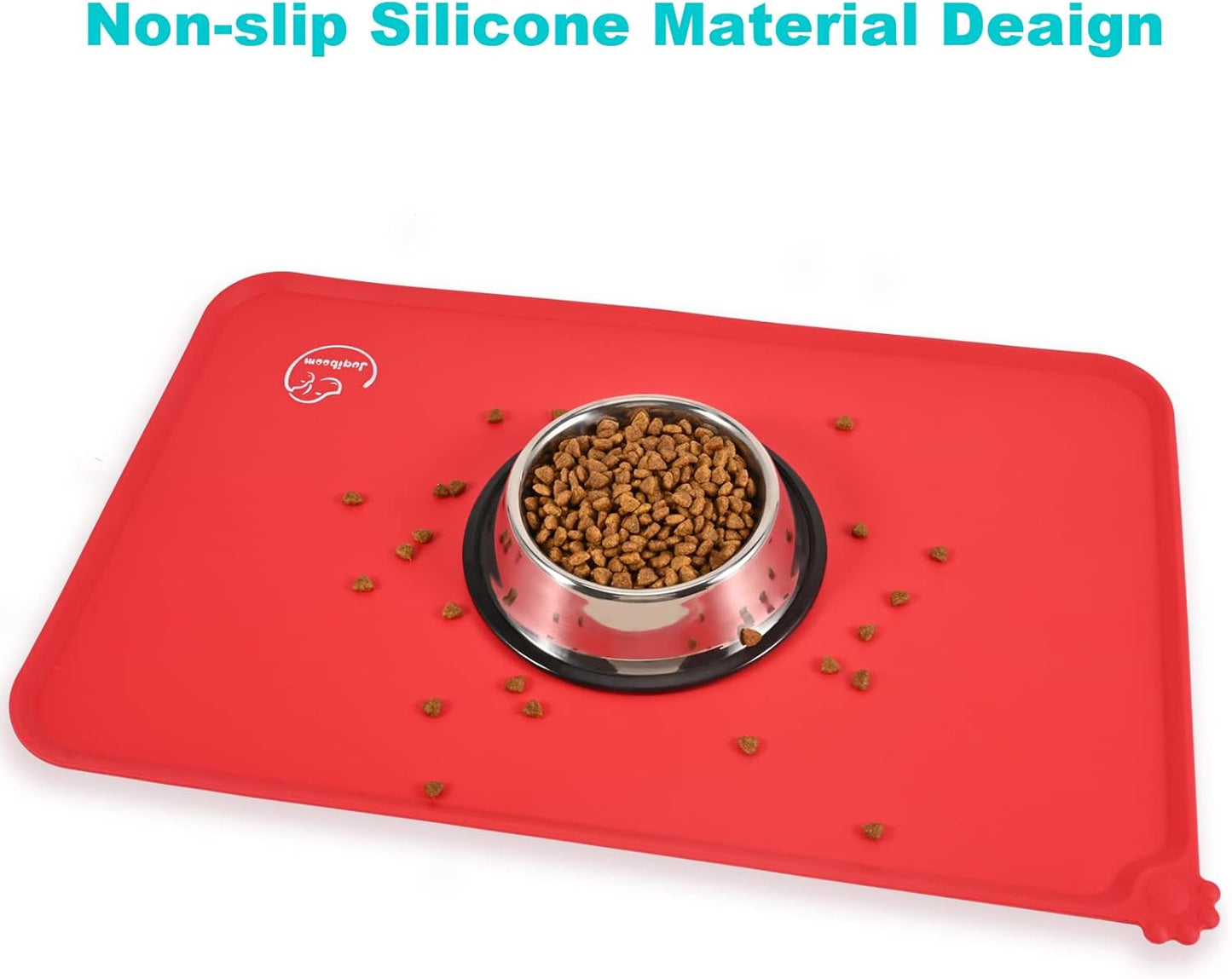 Silicone Waterproof Dog Cat Pet Feeding Mats, Non Slip, Easy Clean Pet Dog Cat Bowl Mats Placemat (18.5" x 11.5") Green