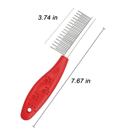 Dog or Cat Comb Grooming with Short and Long Teeth Dematting Knots Tangles Remover Combs Detangler Tool Suitable for Dogs Cats Poodle HorseStainless Steel Pin (Black)