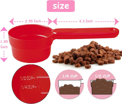 Joyinjojo Dog Food Scoop 1 Cup 1/2 Cup - Melamine Dog Food Measuring Cup, Pet Food Scoop for Dog Cat...Comfortable Long Handle for Easy to Scoop Food