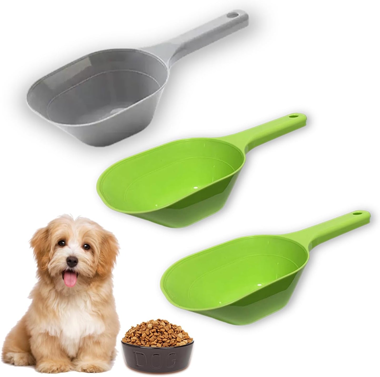 3PCS Dog Food Scoop, 1 Cup Plastic Pet Food Scoop With Measuring Lines for Dogs Cats Birds and Rabbits