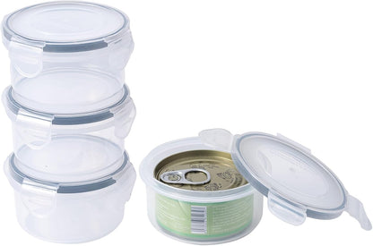 4Pack Cat Can Covers for 3 oz Canned Food Storage Container, Airtight Lock Pet Food Sealer Lids Transparent Kitten Can Box for 2.56''/65mm D and 85g Small Cans