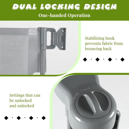 47" Extra Tall Retractable Baby Gates, Extends to 71" Wide, ExtraTall Retractable Safety Gate with Reinforced Strips, Retractable Tall Dog Gates for Doorways Mesh Baby Pet Gates Indoor, Grey