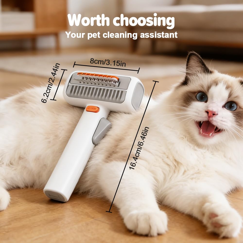 1 Pieces 2-in-1 Pet Self-Detangling & Grooming Comb, 2026 Upgraded Pet Dematting Comb, Pets Grooming Brush for Dog, Cat, Removes Mats, Tangles, Loose Fur (1, White)