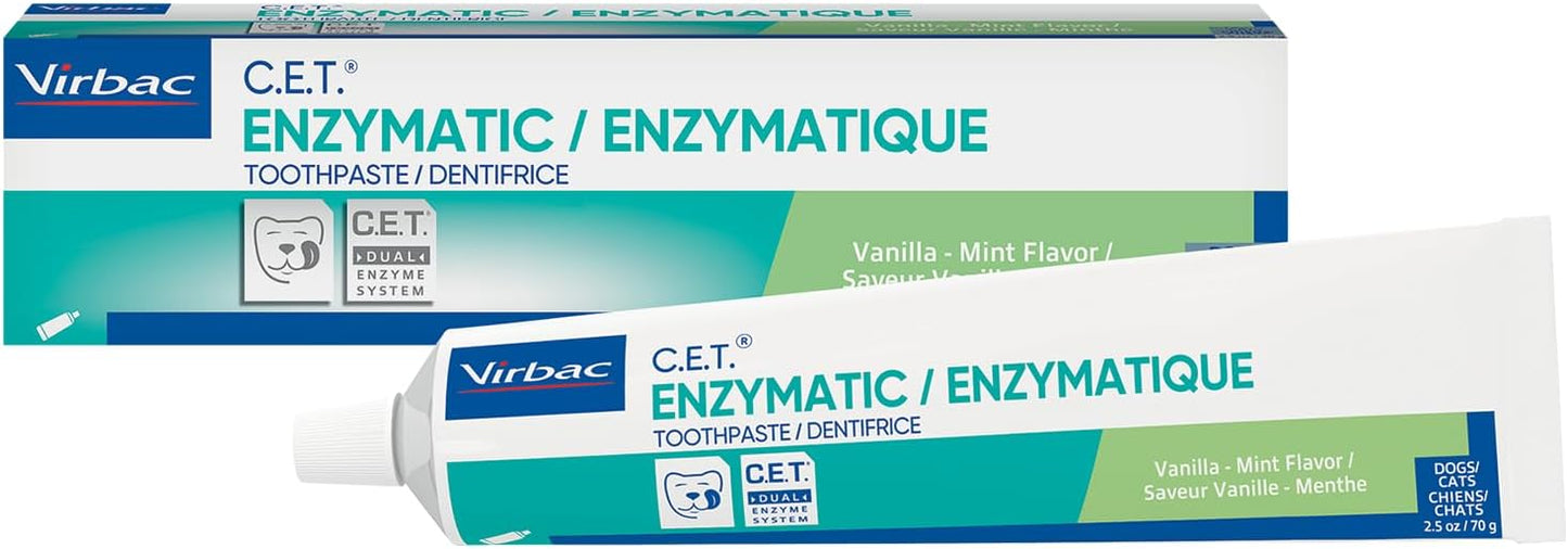 Virbac C.E.T.® Enzymatic Toothpaste| Tartar & Plaque Control for Fresh Breath | Pet Dental Care Toothpaste | Poultry Flavor, 2.5 oz