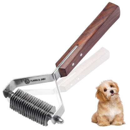Flamia & Jabz Undercoat Rake for Dogs & Cats, Dematting Grooming Stripper Tool (14 Blades)