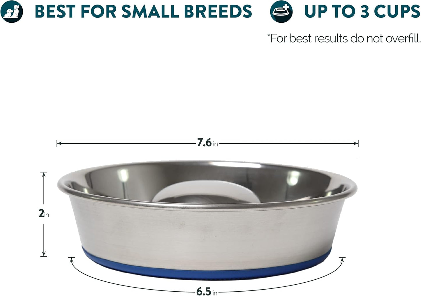 OurPet's DuraPet Slow Feed Premium Stainless Steel Dog Bowl, Silver (2040010301)