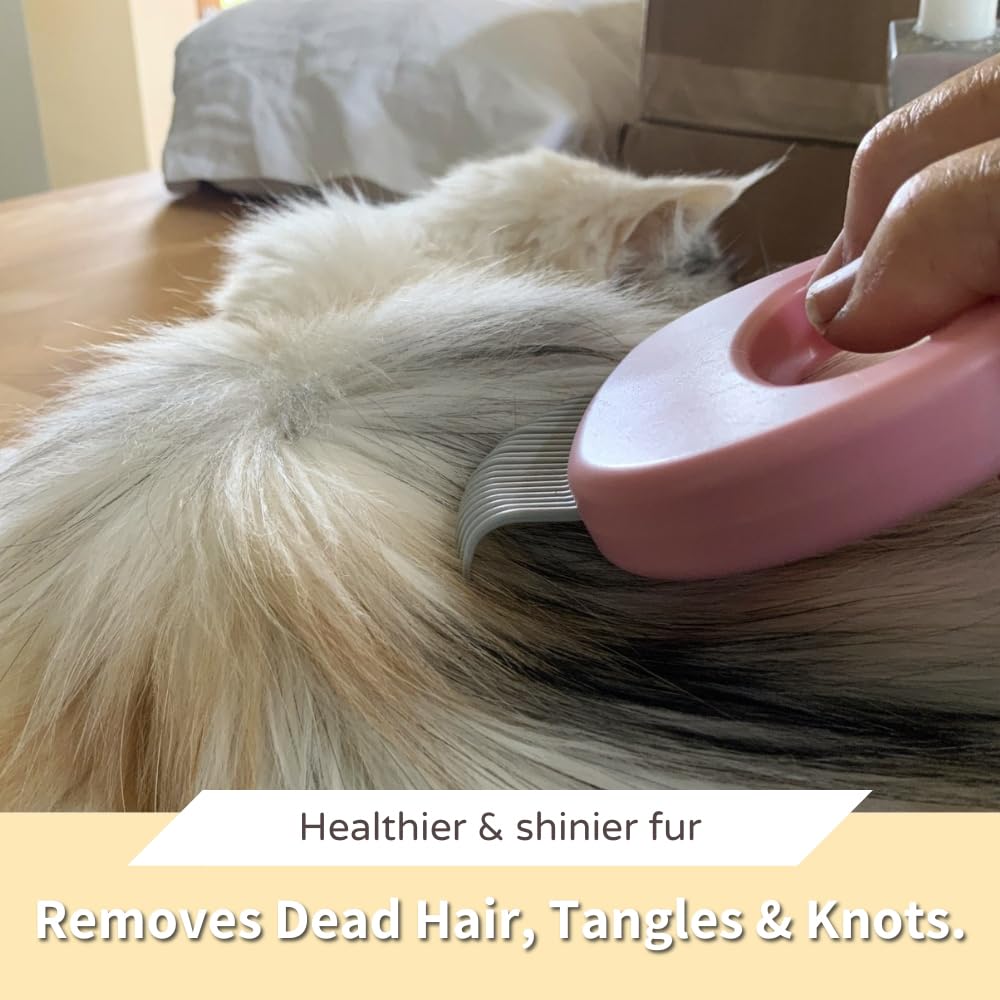 Leo's Paw The Original Pet Hair Removal Massaging Shell Comb Soft Deshedding Brush Grooming and Shedding Matted Fur Remover Dematting tool for Long and Short Hair Cat Dog Puppy Bunny (Mint)