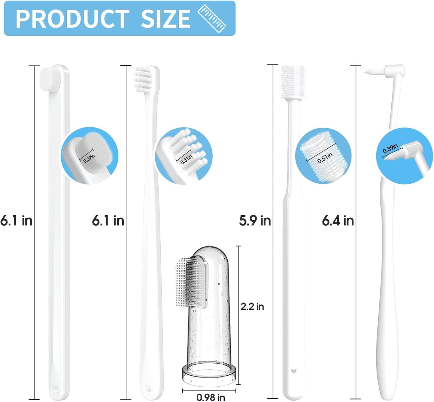 Small Dog Toothbrush Kit,Puppy Tooth Brushing Kit, Suitable for All Puppy and Samll Dogs Dental Care. White, Soft Bristles, Meet All Cleaning Needs, Multi-Functional Dental Cleaning.