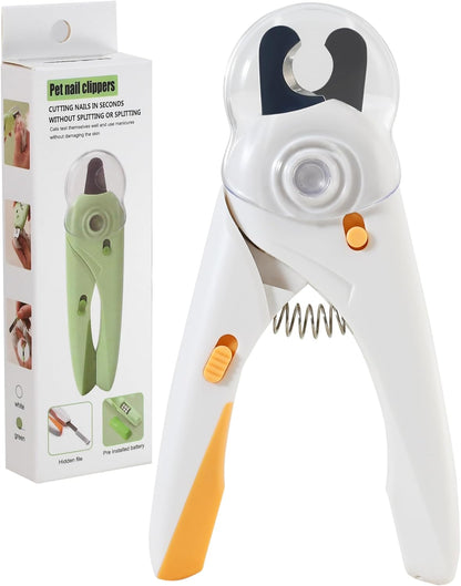 Pet Nail Clipper with Light for Cats & Small Dogs Puppies, Ultra Bright LED to Illuminate Nail Bloodline to Avoid Over Cutting, Extra-Sharp and Durable Cat Claw Trimmer with Nail File (Green)
