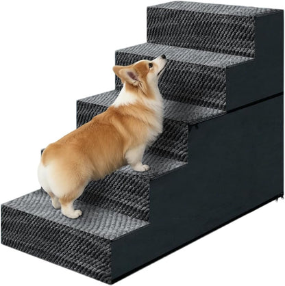 31" H Dog Stairs for Small and Medium Dogs 7-Step Ramps for High Beds and Couch Non-Slip Extra Wide Pet Stairs for Old Dogs and Puppy and Cat - Stable & Durable with Machine Washable Cover Indoor