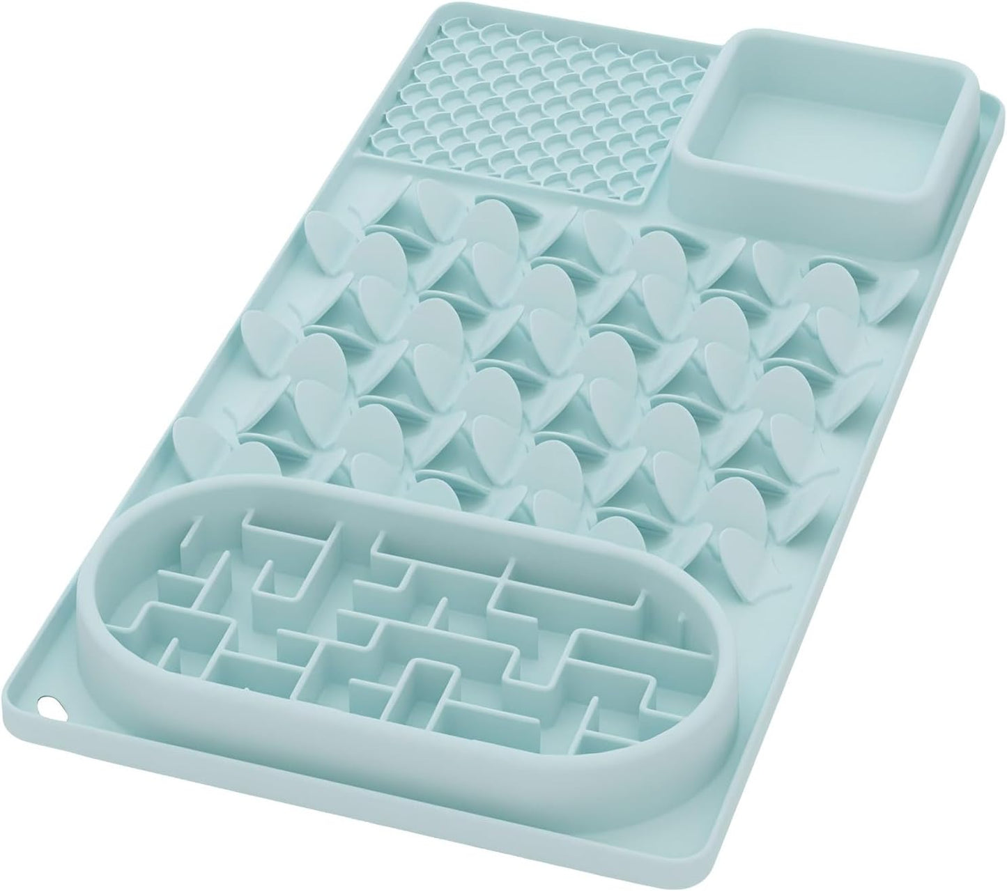 Slow Feeder Bowl for Large dog, Silicone Lick Mat & Snuffle Mat with Suction Cups - Interactive Puzzle Feeder to Slow Eating & Keep Busy, Reduce Vomiting & Relieve Boredom (21"x 11" Light Blue)