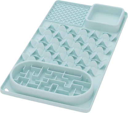 Slow Feeder Bowl for Large dog, Silicone Lick Mat & Snuffle Mat with Suction Cups - Interactive Puzzle Feeder to Slow Eating & Keep Busy, Reduce Vomiting & Relieve Boredom (21"x 11" Light Blue)