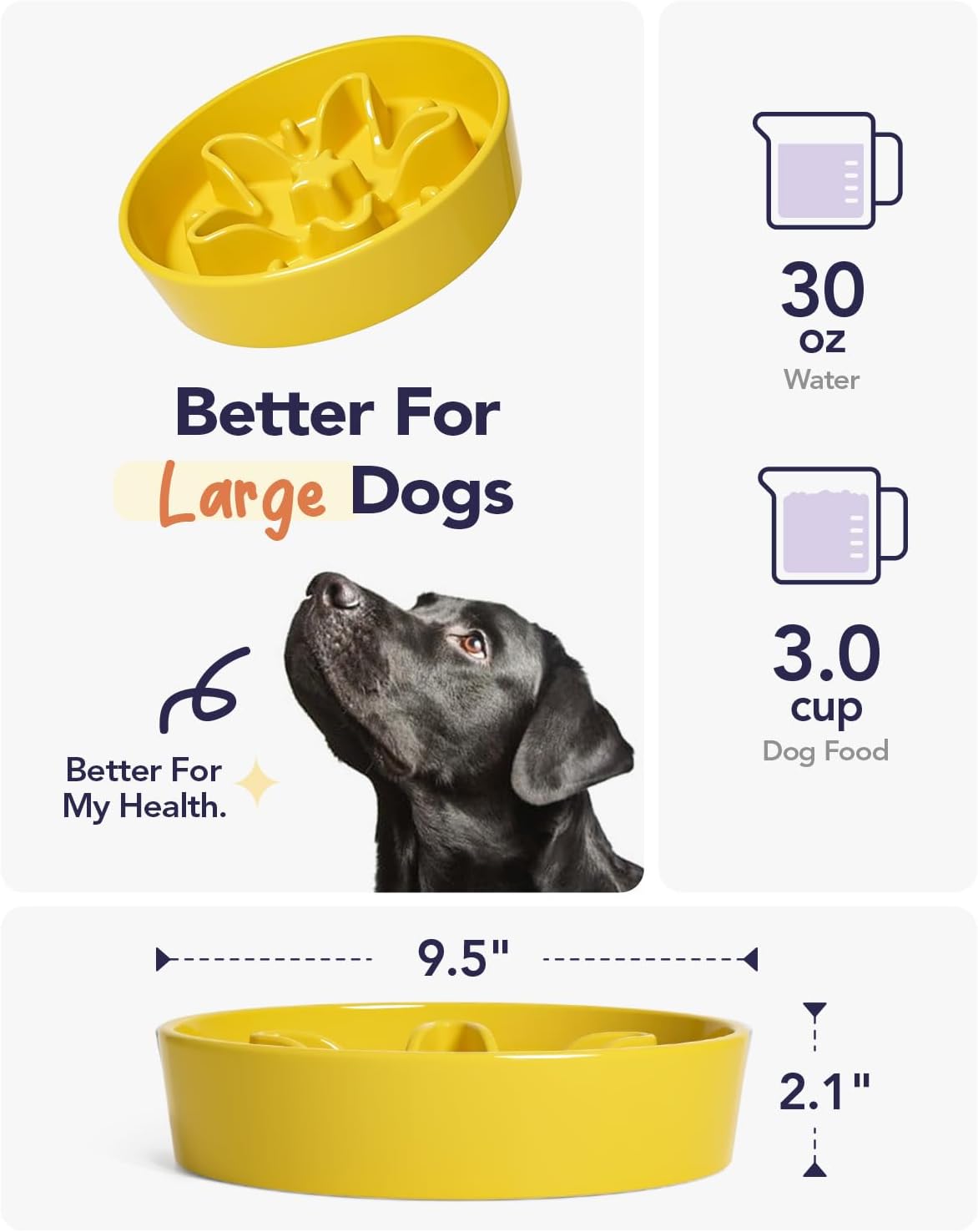 LE TAUCI Dog Bowls Slow Feeder Ceramic, 1.5 Cup Slow Feeding Bowl for Small and Medium Breed, Puzzle Dog Food Bowl for Fast Eater, Maze Purple
