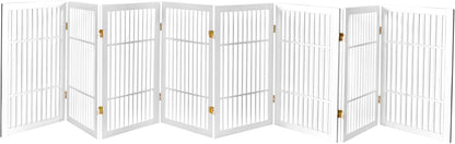 Urnporium Freestanding Wooden Dog Gate for Doorways – Foldable Acacia Wood Pet Gate, No Drill Portable Indoor/Outdoor Puppy Fence Barrier (White Pet Gate, 3 Panel 24" Tall)