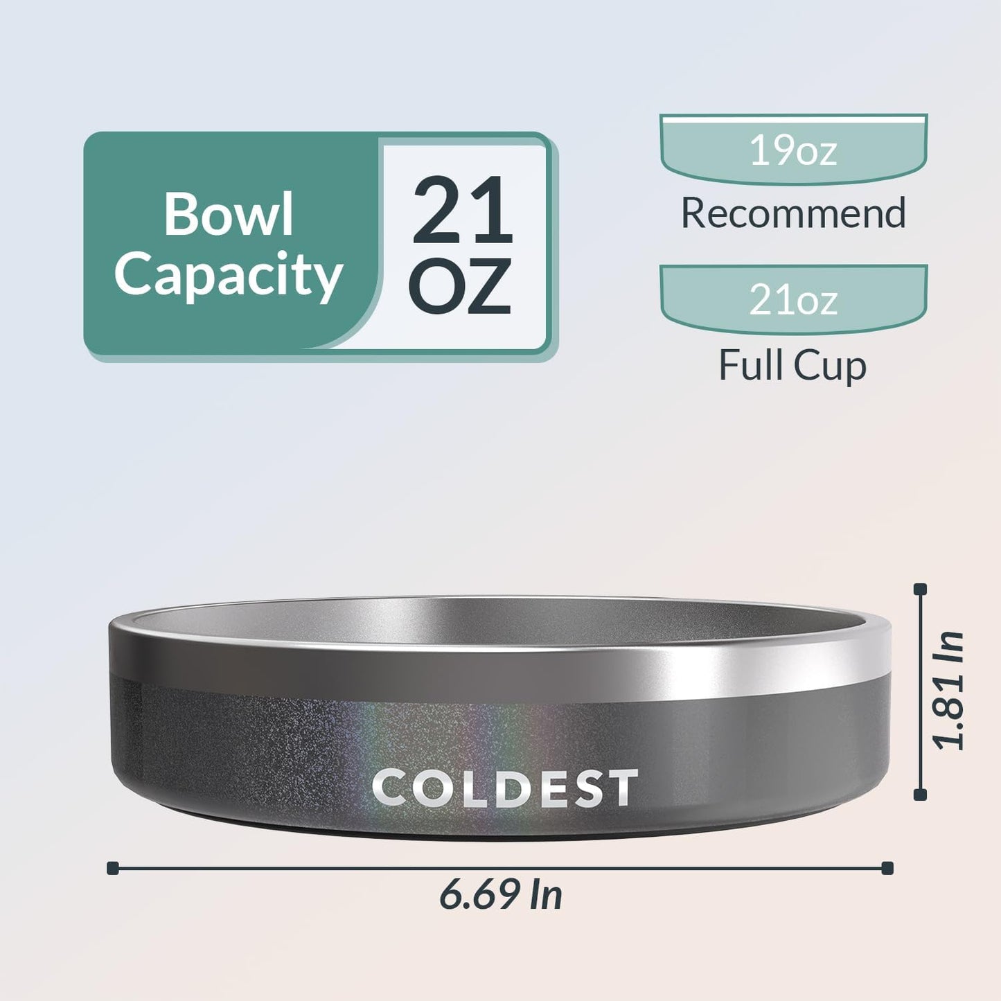 Coldest Dog Bowl - Anti Rust Metal, Non Slip, 3 Layers Insulated Stainless Steel Dog Bowls - Spill Proof & Heavy Duty - Water Bowl for Dogs, Cats & Pets, Dish Washer Safe (21 oz, Stealth Black)
