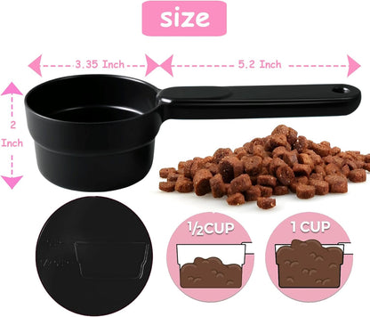 Joyinjojo Dog Food Scoop 1 Cup 1/2 Cup - Melamine Dog Food Measuring Cup, Pet Food Scoop for Dog Cat...Comfortable Long Handle for Easy to Scoop Food
