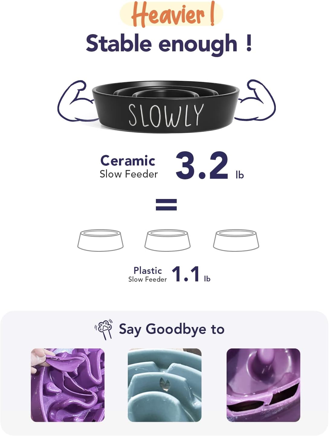 Slow Feeder Dog Bowl - 1.5 Cups Ceramic Puzzle Feeder for Small & Medium Breeds, Maze Design Bowl for Puppy & Fast Eaters, White Pet Dish to Control Eating Speed