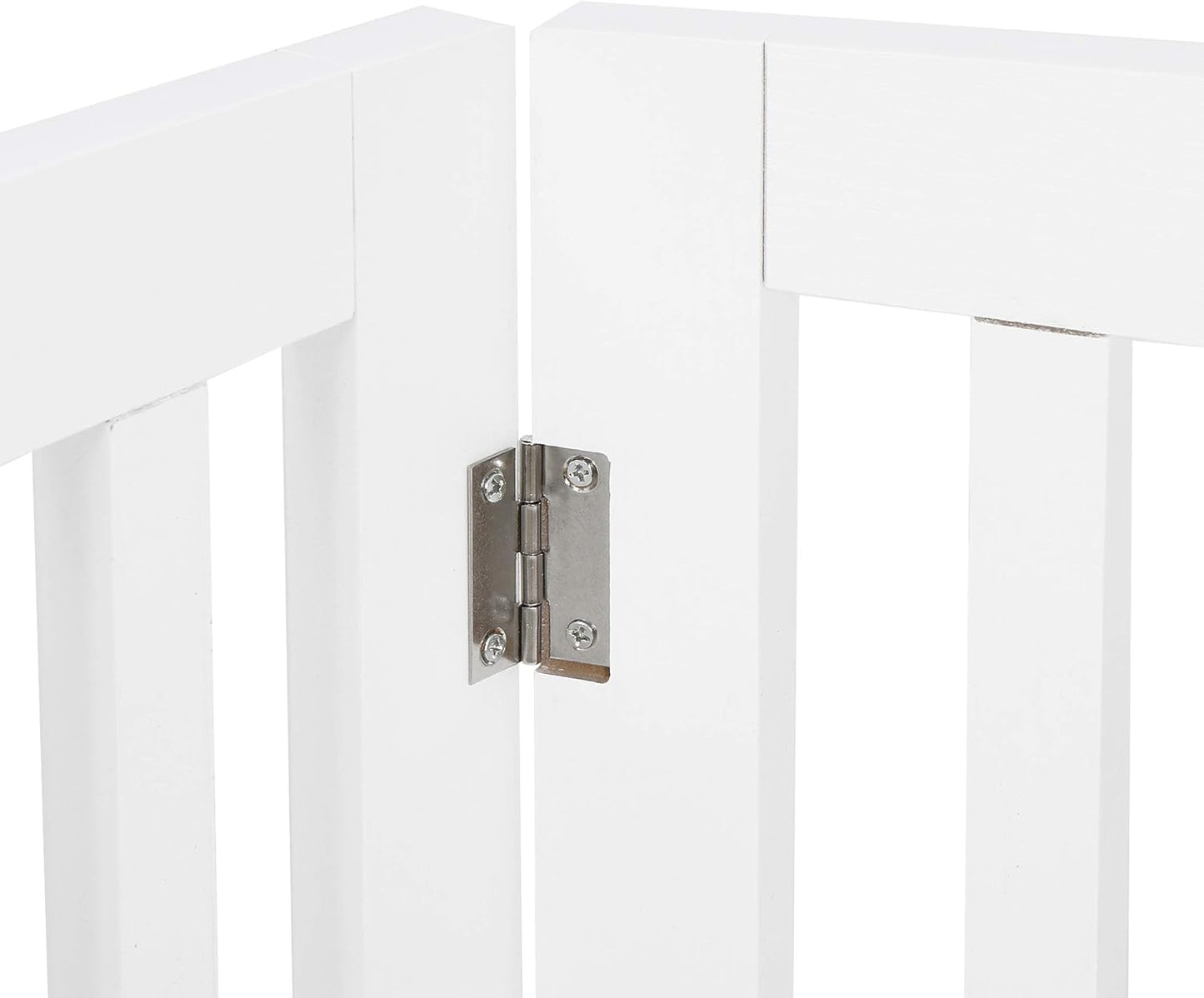 24 Inch Freestanding Indoor Retractable Dog Gate Pet Gate for Stairs, Hallways or Doorways 3 Panels Indoor Foldable Puppy Dog Fence Wooden Safety Fence, White